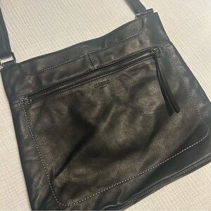 Margot Soft Black Leather Adjustable Strap Crossbody Shoulder Bag